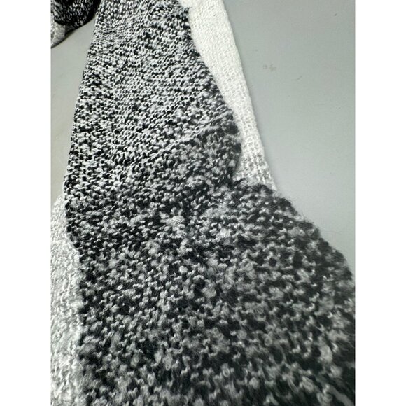 Womens Charlie Acrylic Knit Black White Textured Scarf Fringed Ends 76x20" READ - Picture 2 of 5